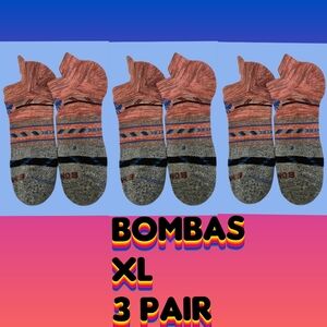 Bombas Ankle Socks 4 Pair BNWOT Mens Hex•Tec XL Gray/Blue/Salmon